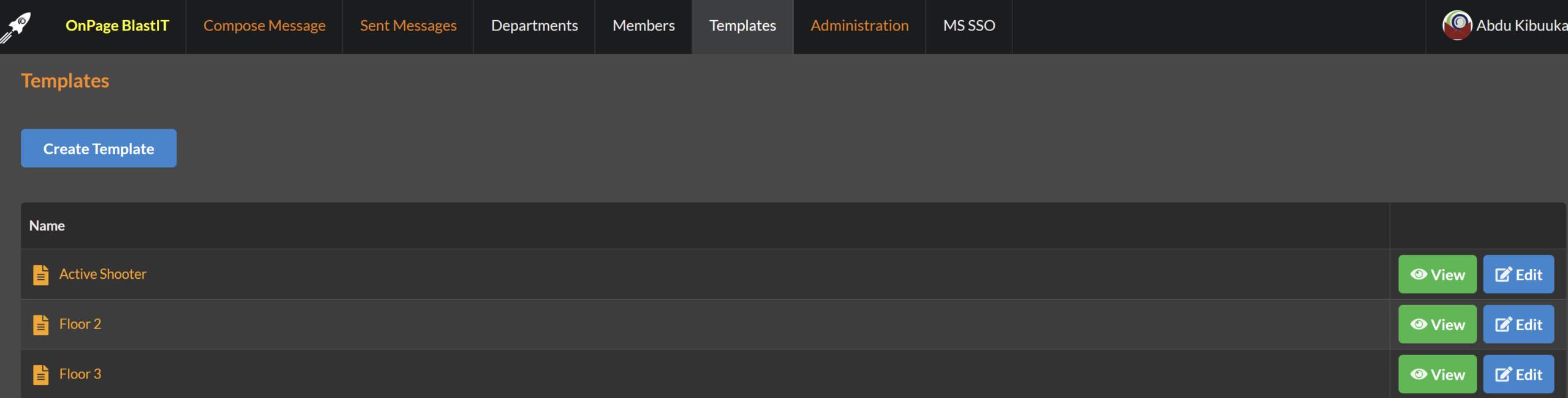 Templates Tab on Blastit